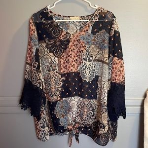 Chenault tie front blouse